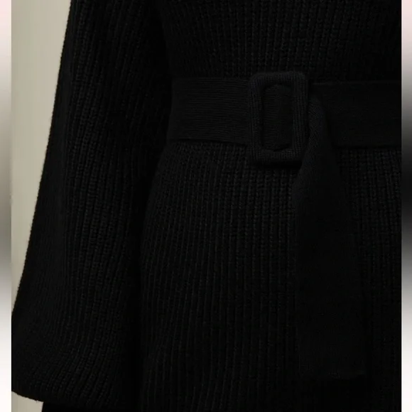 Rachel Parcell Mock Neck Belted Sweater Dress - Black XS - Picture 3 of 4